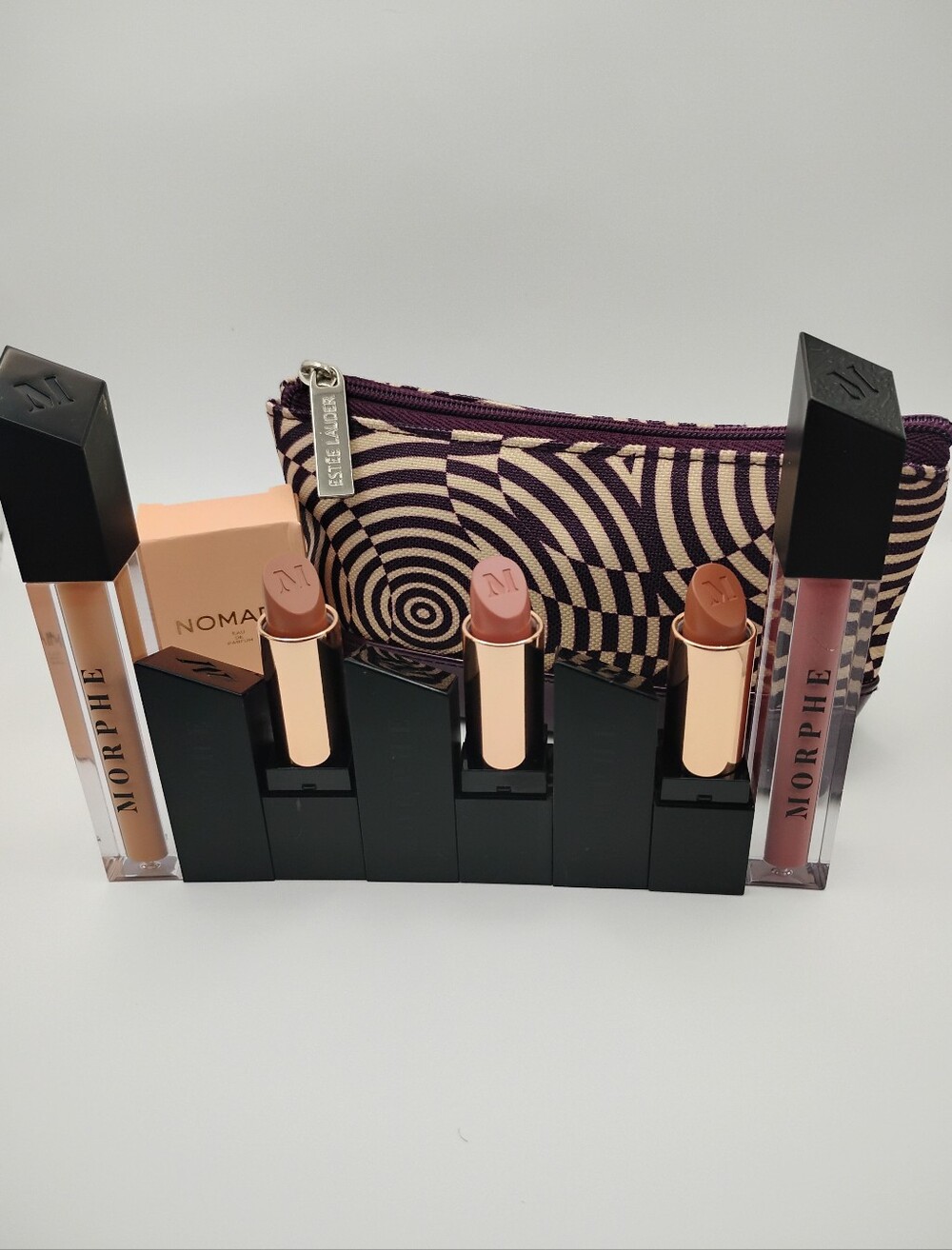 Morphe Lip Bundle with Patterned Estee Lauder Cosmetic Pouch&Chloè Nomade